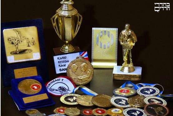 Amir Cohen's judo trophies, cups and medals